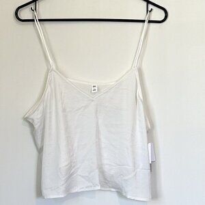 NWT BP Crop White Satin V-Neck Spaghetti Strap Camisole Tank Top - Large